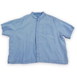 Tommy Bahama Big & Tall Sea Glass Linen Camp Shirt Mens XXXL Light Blue